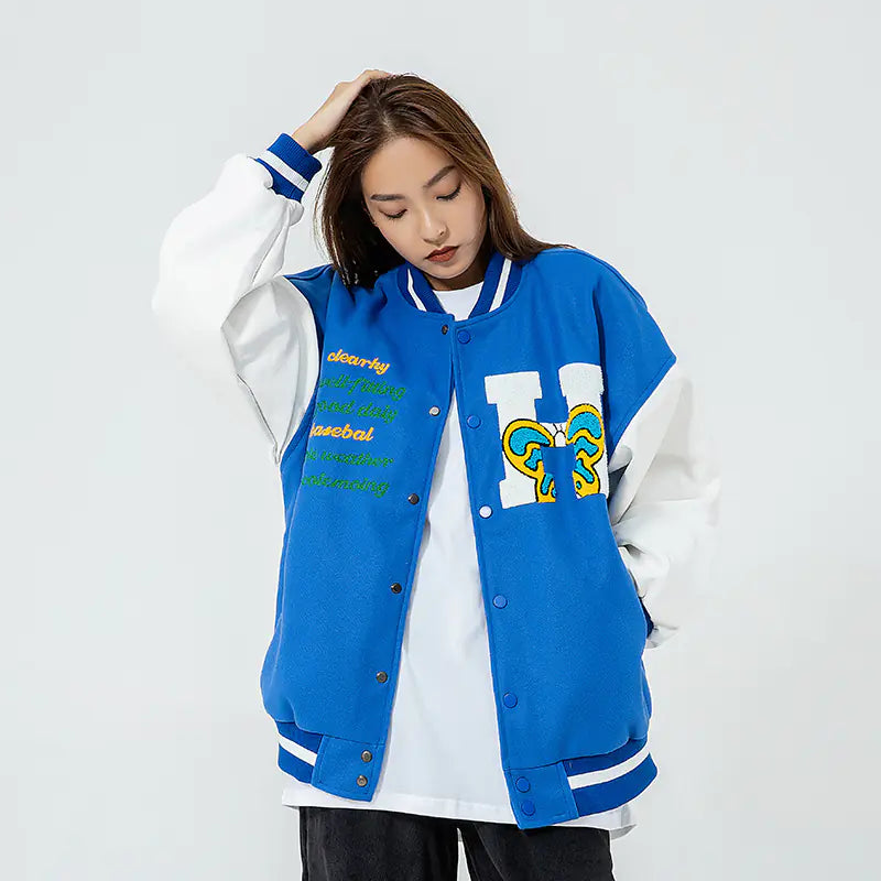 Embroidered Couple Baseball Jacket