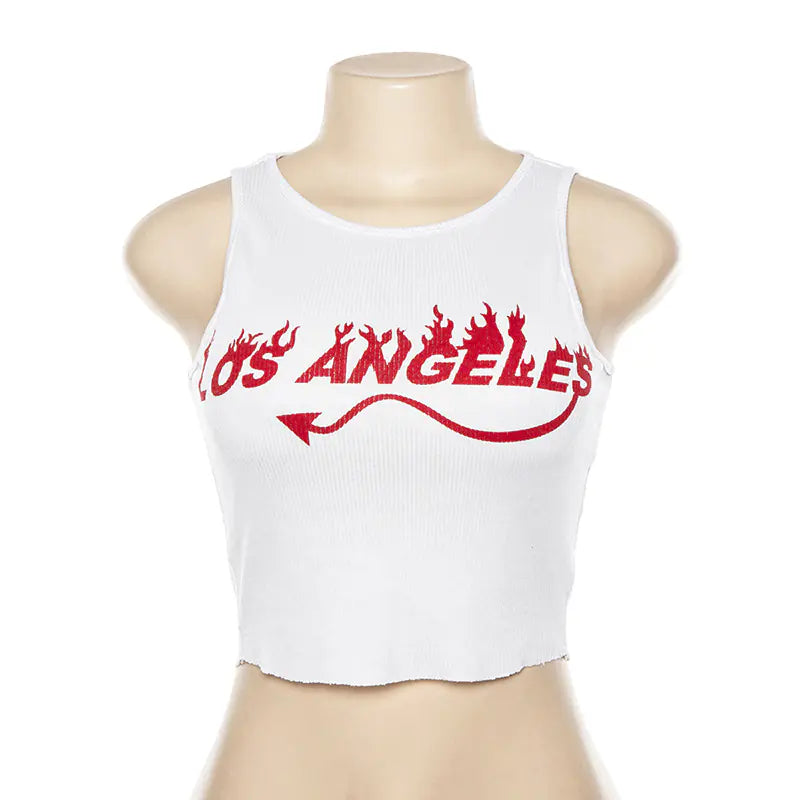 Women's Letter Print Crop Top - Sleeveless