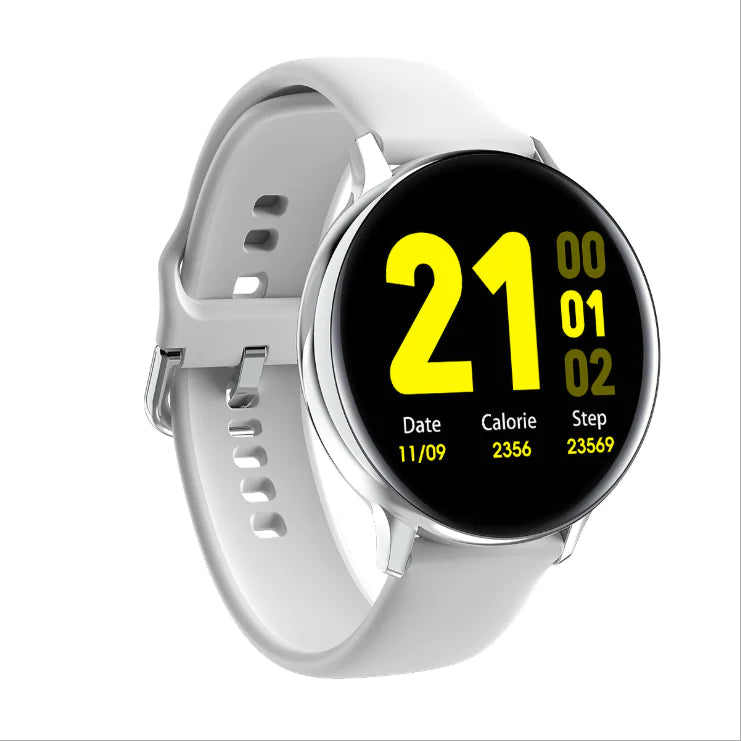 Smart watch with silicone strap available in multiple colors
