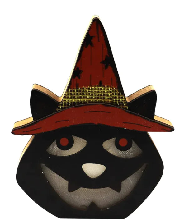 Wooden Pumpkin Lamp - Halloween Decoration